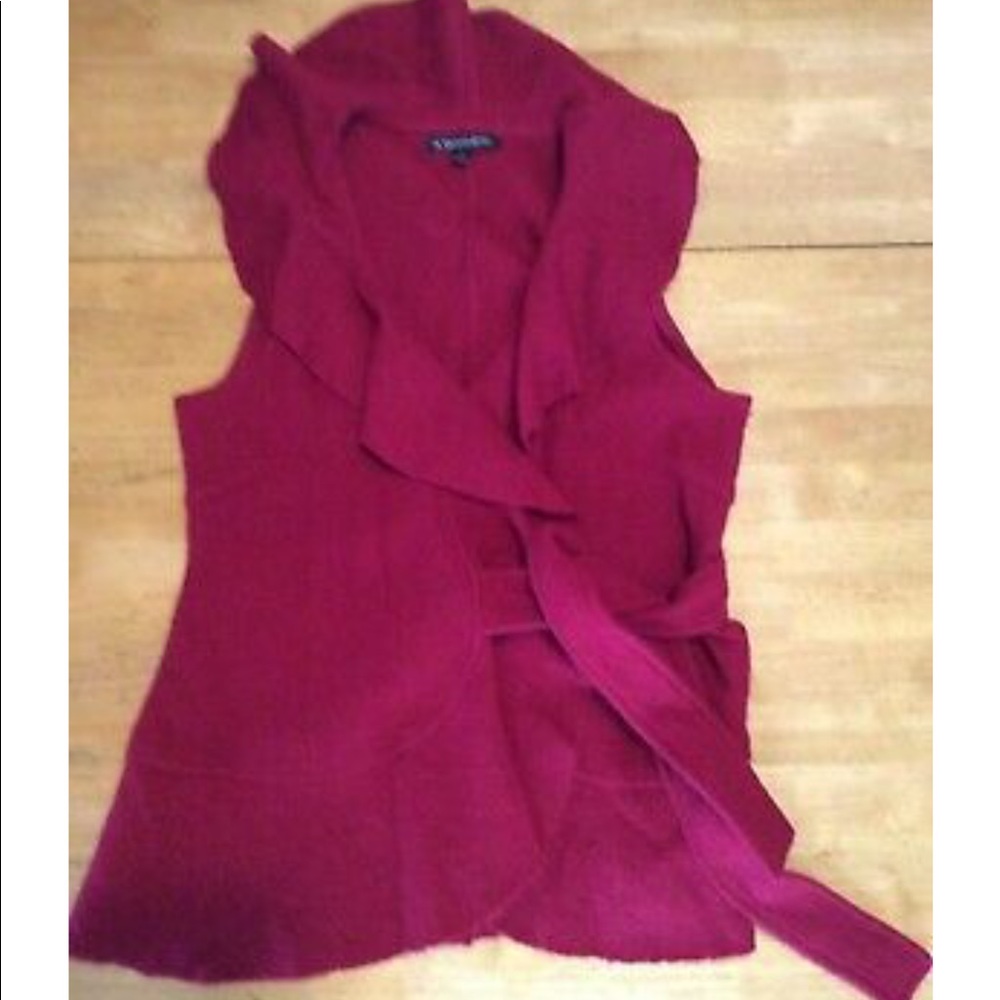A GIANNETTI Ruffle Wrap Sweater VEST Tie Wool M